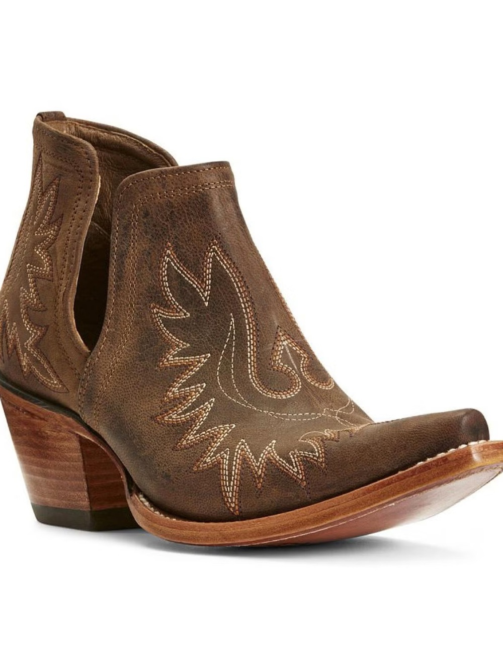 Ariat Brown Leather Western Cutout Ankle Bootie new with tags, sz 9.5